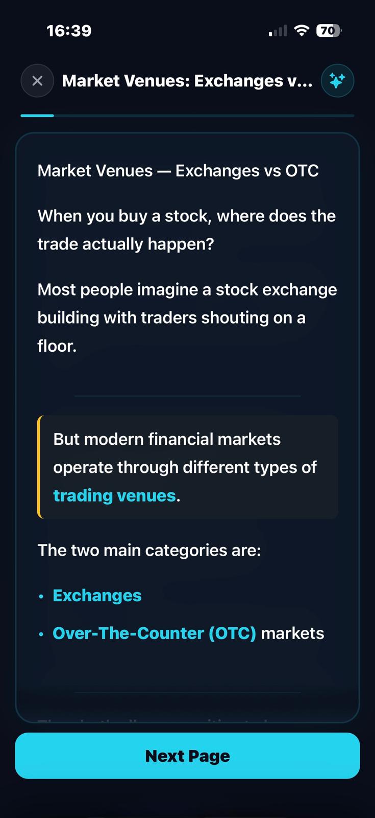 LearnFI lesson screen